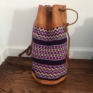 vintage cotton and leather bag